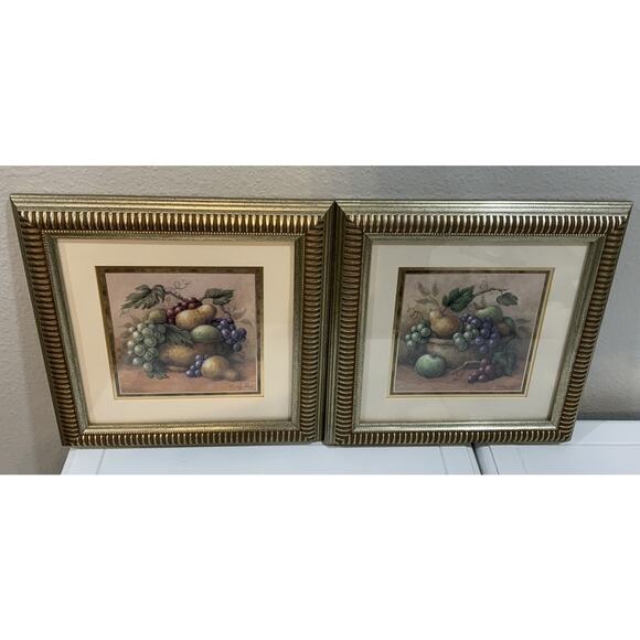 Vtg Gold Frame Matted Kathy Seek Design Still Life Fruit Wall Art Print Lot Of 2 - Picture 9 of 12